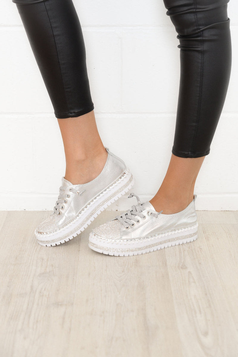 ✨✨SNEAKERS AUS DIAMOND SILVER LEDER🥰🥰