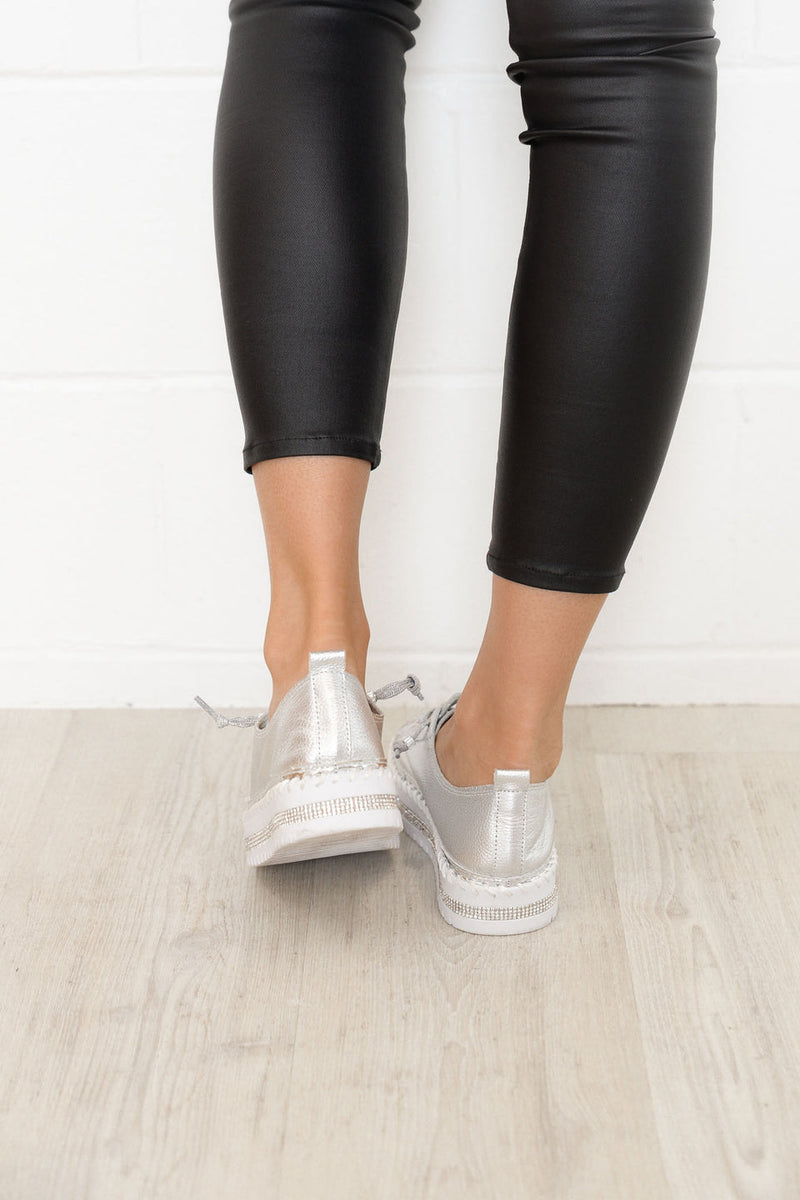 ✨✨SNEAKERS AUS DIAMOND SILVER LEDER🥰🥰