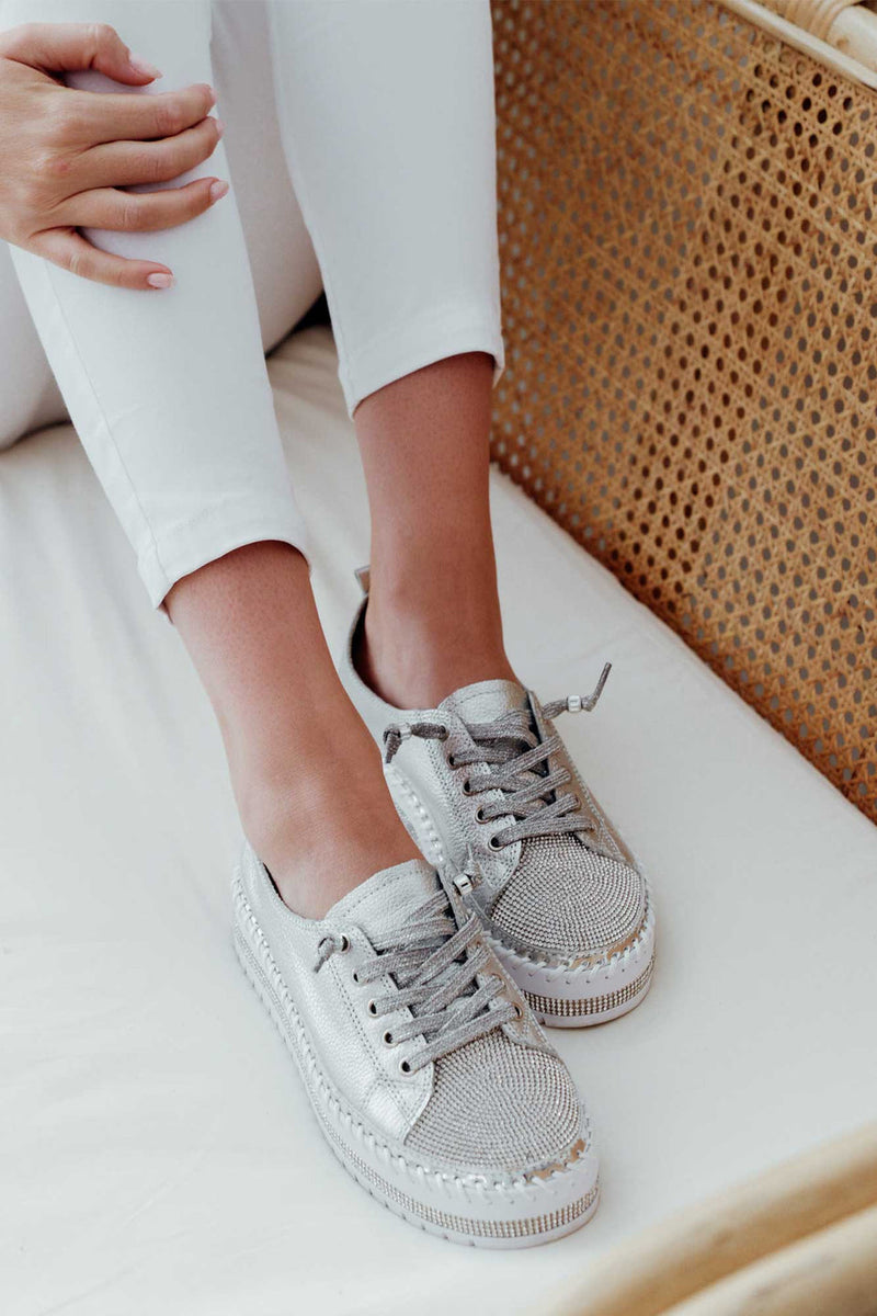 ✨✨SNEAKERS AUS DIAMOND SILVER LEDER🥰🥰