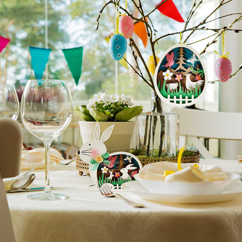 Osterdeko Hase aus Holz mit LED-Licht