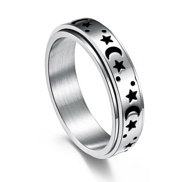 Rotierender Retro Stern- und Mondring