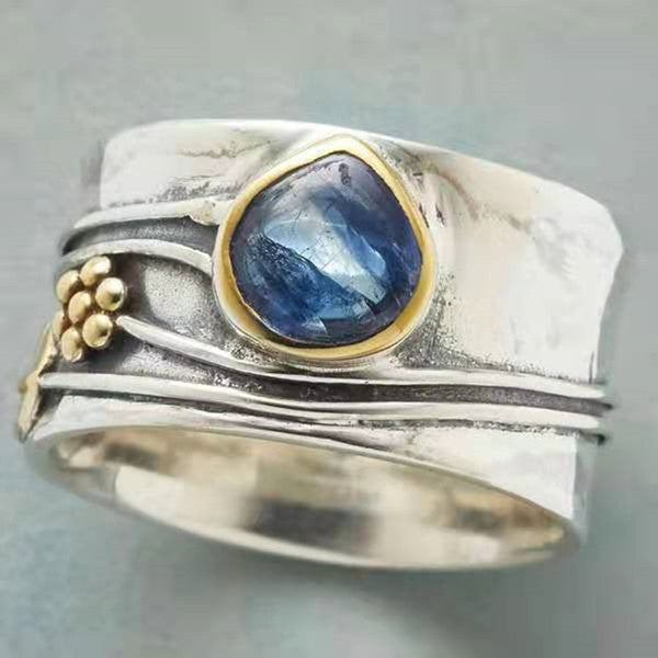 Silber Aquamarin Blatt Ring