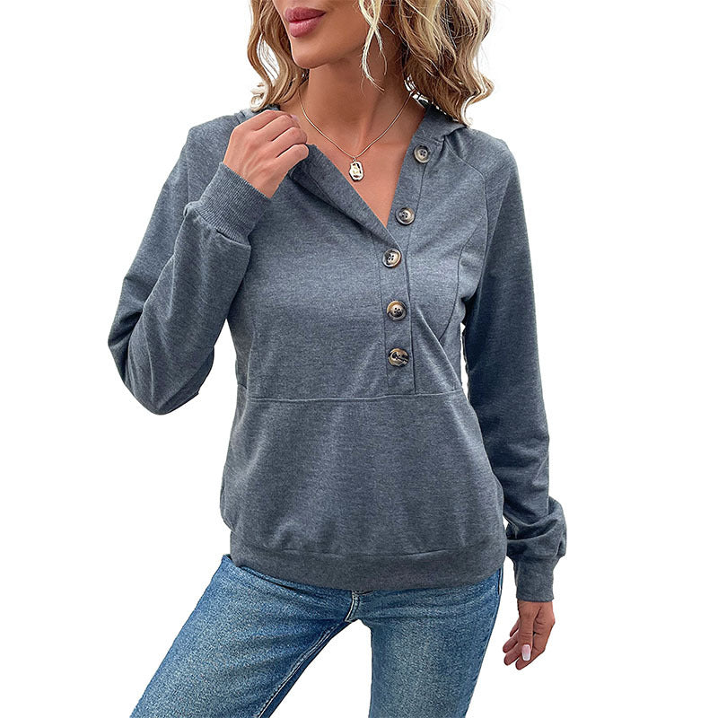 Kapuzen-Sweatshirt mit Knöpfen