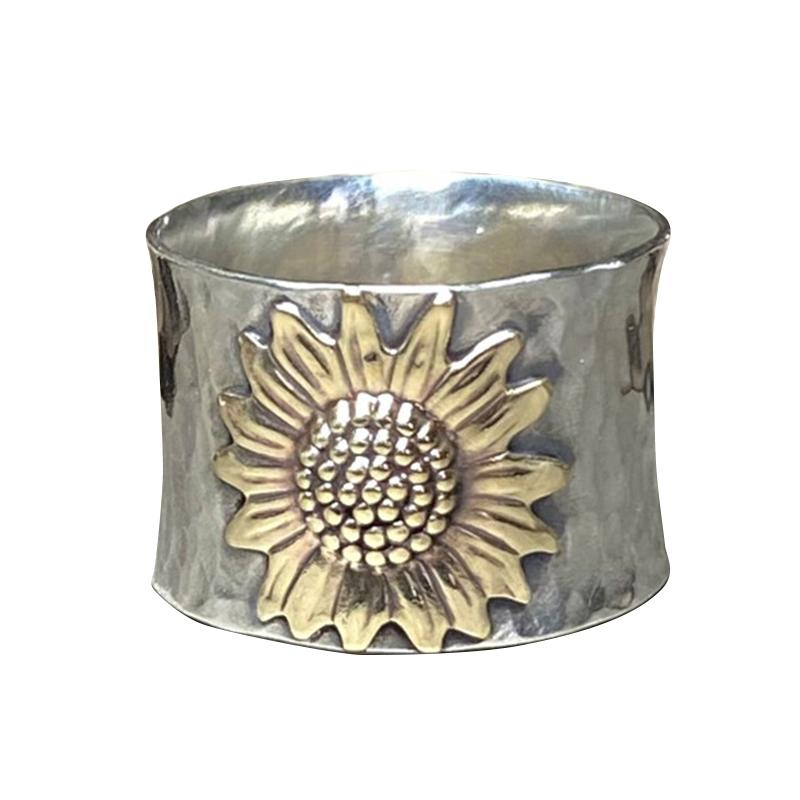 Goldener Sonnenblumen Breitband Ring