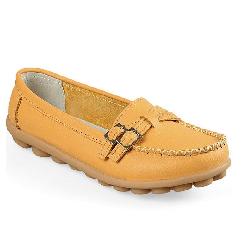 Damen Leder Slip-on Flache Loafer Schuhe