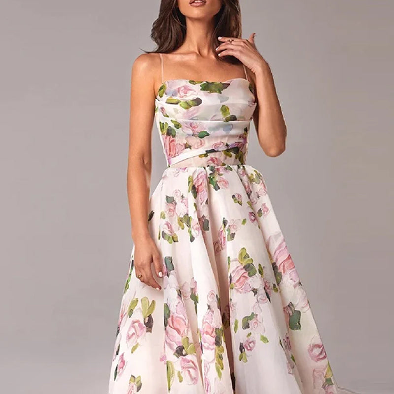 Elegantes Print Trägerkleid