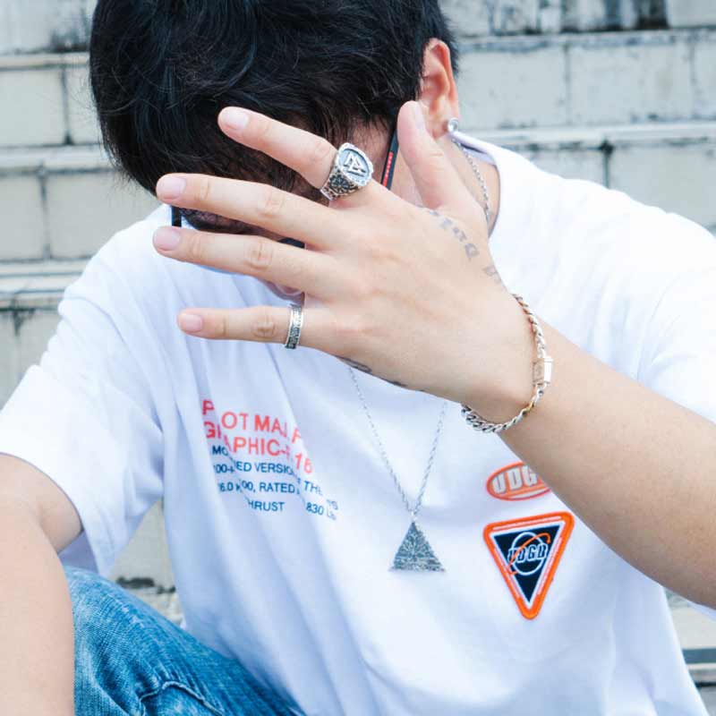 7 Todsünden Offener S925-Sterlingsilberring