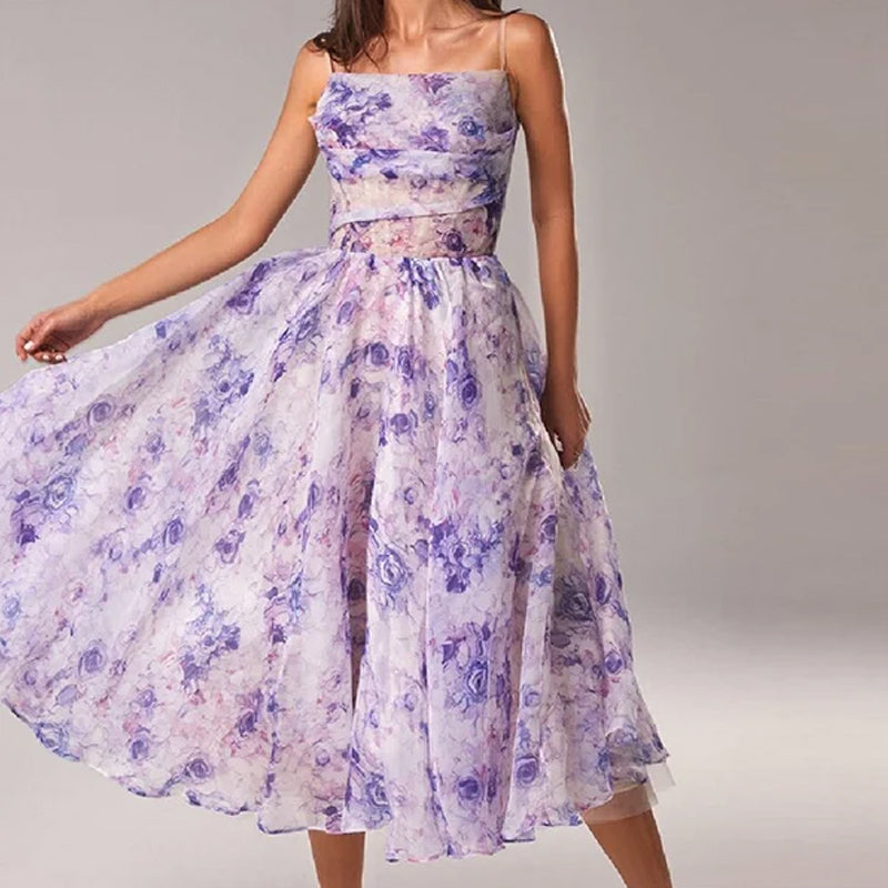 Elegantes Print Trägerkleid