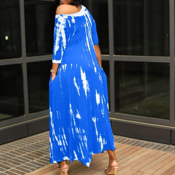 Unregelmäßiges Kleid mit Tie-Dye-Print