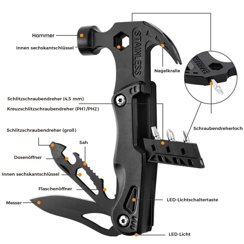 Tragbares Multitool mit Hammer
