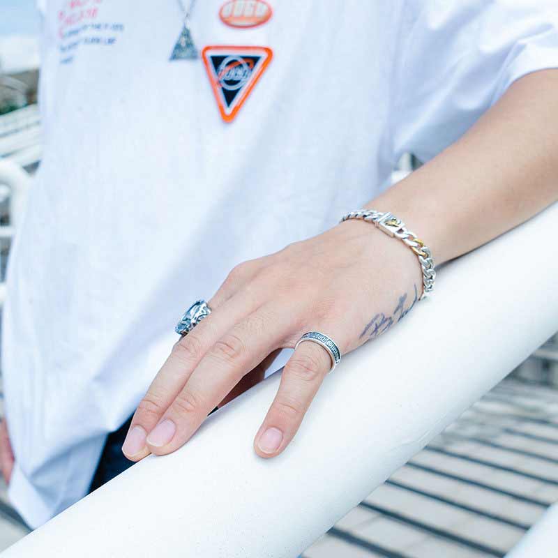 7 Todsünden Offener S925-Sterlingsilberring