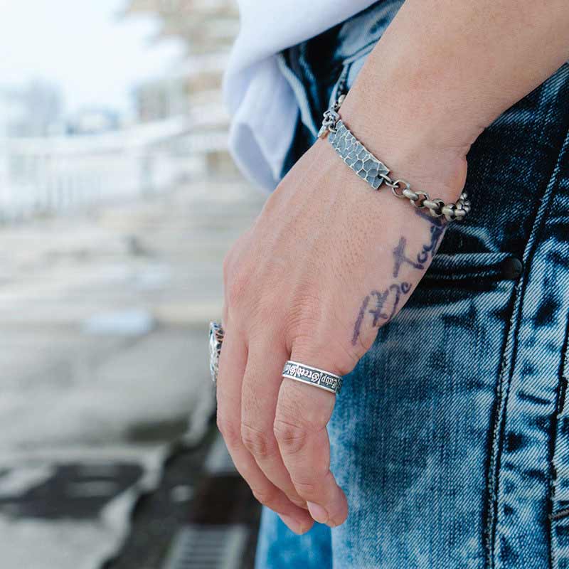 7 Todsünden Offener S925-Sterlingsilberring